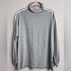 Vintage 90s Adidas Gray Turtleneck Sweatshirt White Stripes Men’s Large L